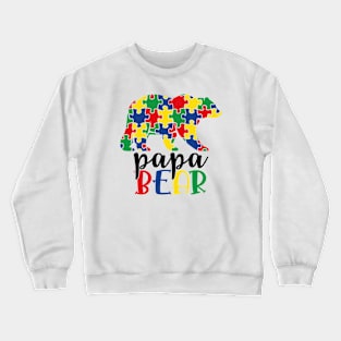 Papa Bear Autism Awareness Gift for Birthday, Mother's Day, Thanksgiving, Christmas Crewneck Sweatshirt